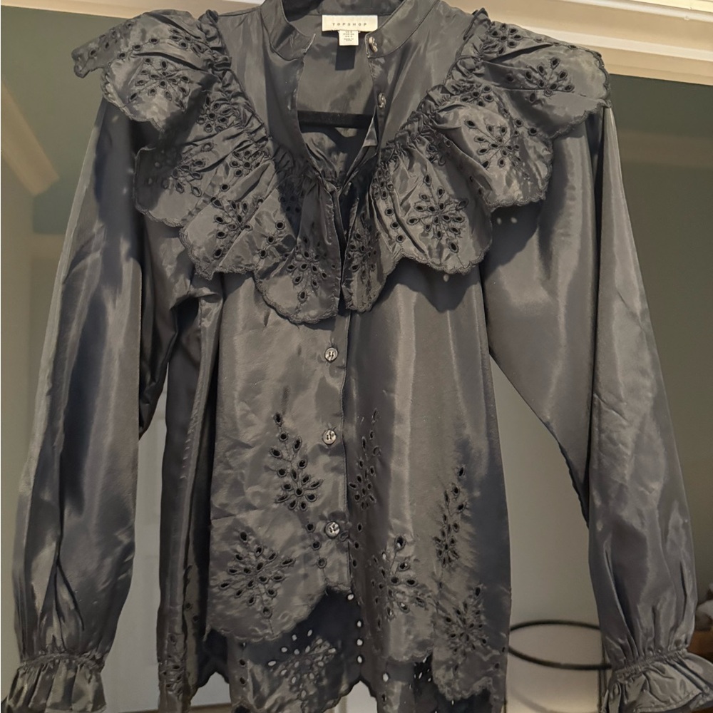 Topshop Black Button-Up Shirt